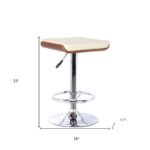 24 Inch Cream Adjustable Modern Faux Leather Swivel Bar Stool