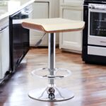 24 Inch Cream Adjustable Modern Faux Leather Swivel Bar Stool