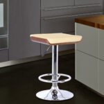 24 Inch Cream Adjustable Modern Faux Leather Swivel Bar Stool
