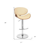 25-Inch Cream and Silver Adjustable Swivel Low Back Bar Stool