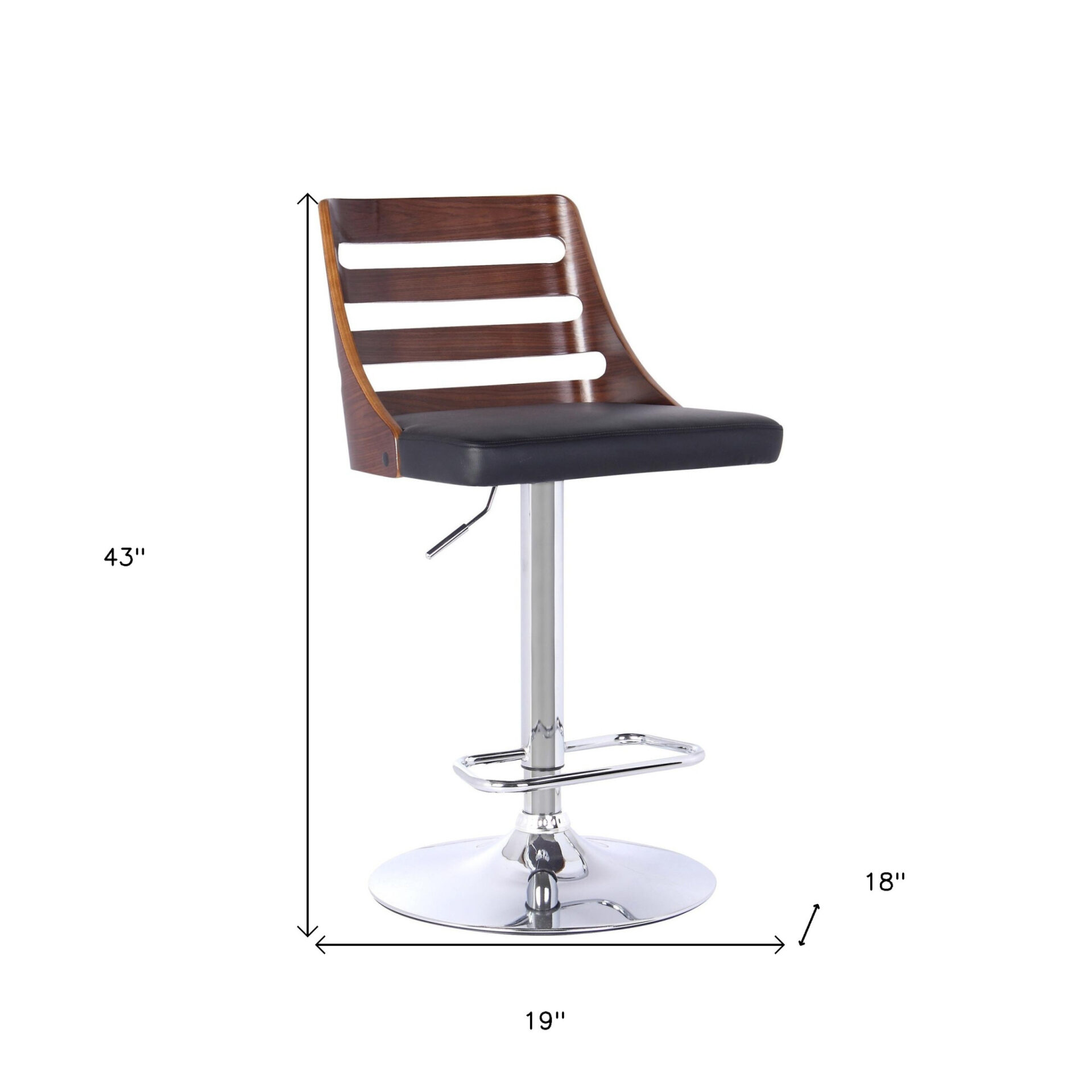 43 Inch Adjustable Black Faux Leather and Chrome Bar Stool 8 43 Inch Adjustable Black Faux Leather and Chrome Bar Stool - Image 8