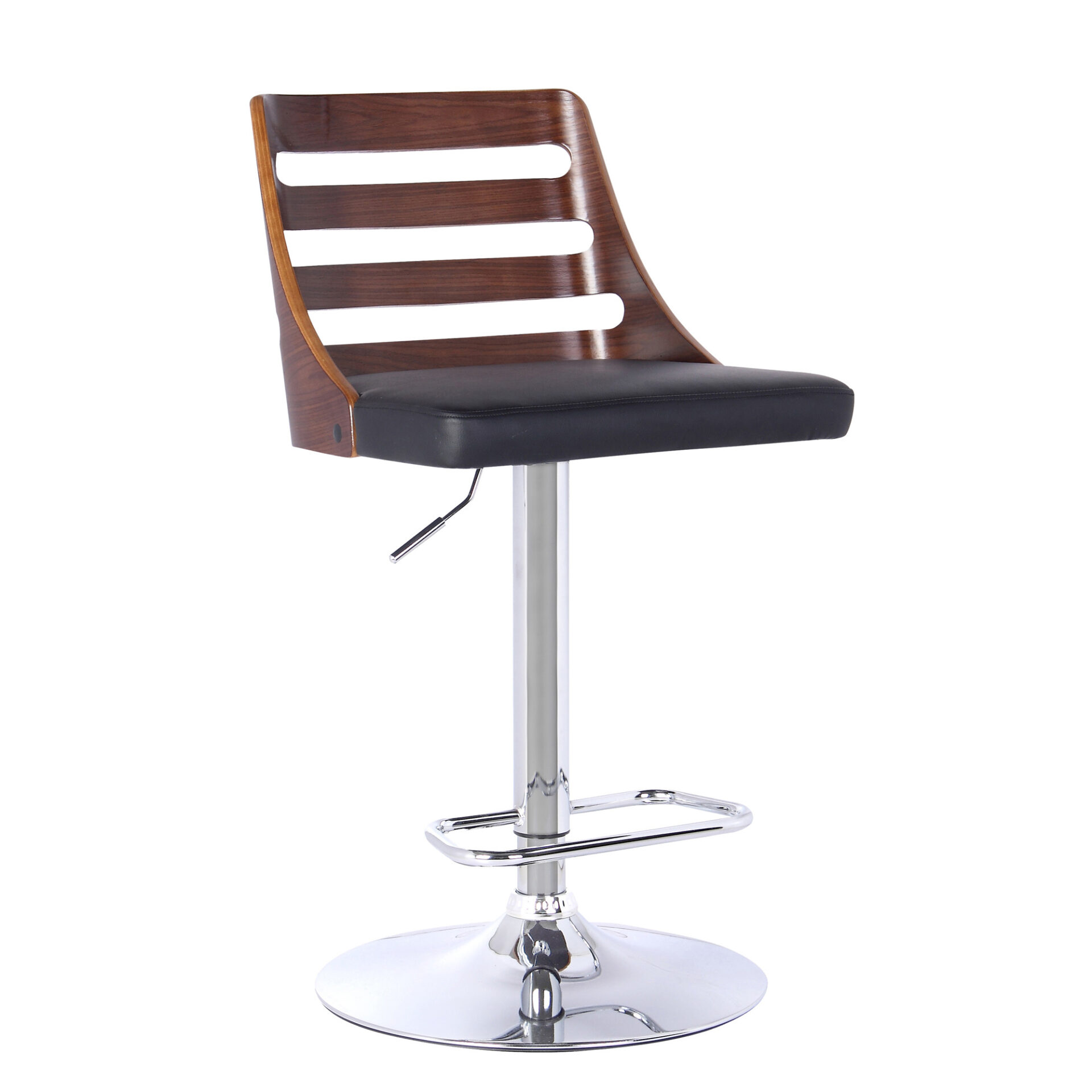 43 Inch Adjustable Black Faux Leather and Chrome Bar Stool 1 43 Inch Adjustable Black Faux Leather and Chrome Bar Stool