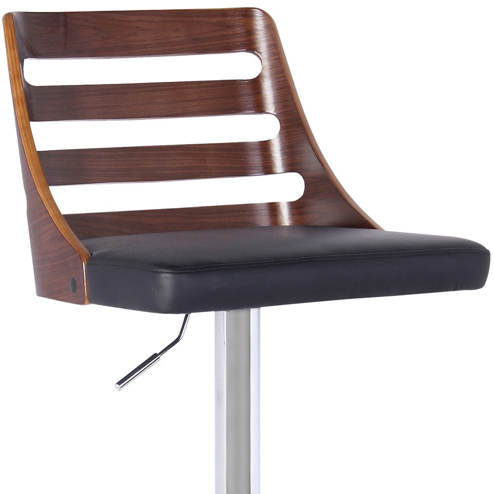 43 Inch Adjustable Black Faux Leather and Chrome Bar Stool 6 43 Inch Adjustable Black Faux Leather and Chrome Bar Stool - Image 6