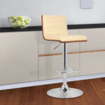 23-Inch Modern Walnut and Chrome Adjustable Swivel Bar Stool