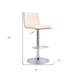 23-Inch Modern Walnut and Chrome Adjustable Swivel Bar Stool