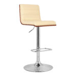 23-Inch Modern Walnut and Chrome Adjustable Swivel Bar Stool