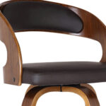 26” Brown Faux Leather Swivel Counter Height Bar Stool
