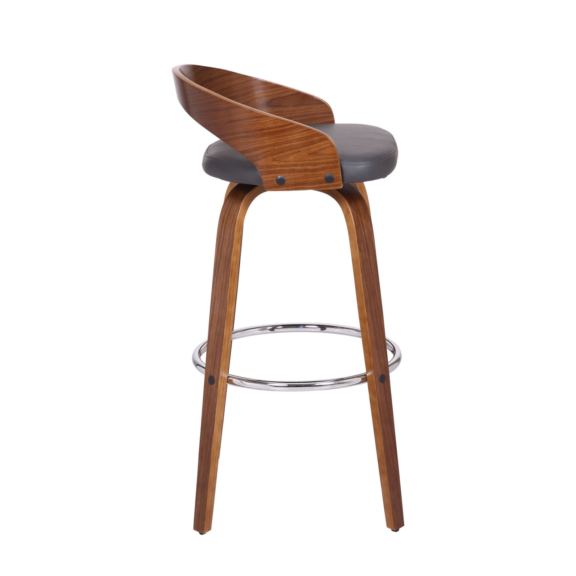 30 Inch Gray and Brown Faux Leather Swivel Bar Stool 4 30 Inch Gray and Brown Faux Leather Swivel Bar Stool - Image 4