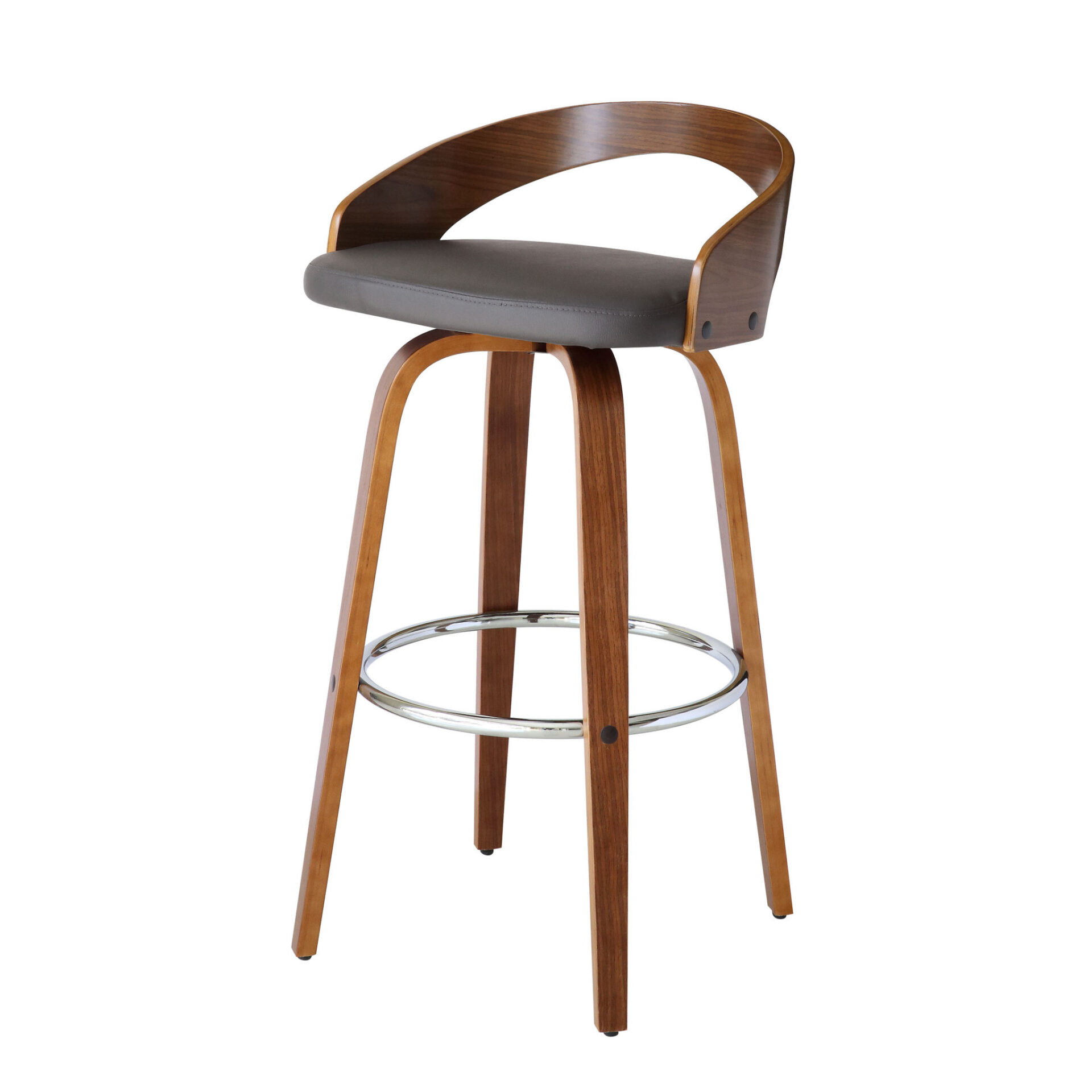 30 Inch Gray and Brown Faux Leather Swivel Bar Stool 7 30 Inch Gray and Brown Faux Leather Swivel Bar Stool - Image 7