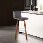 26-Inch Gray and Brown Swivel Counter Height Bar Stool
