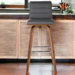 26-Inch Gray and Brown Swivel Counter Height Bar Stool