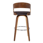30" Modern Walnut Brown Faux Leather Swivel Bar Stool 11 30" Modern Walnut Brown Faux Leather Swivel Bar Stool