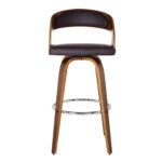 30" Modern Walnut Brown Faux Leather Swivel Bar Stool 12 30" Modern Walnut Brown Faux Leather Swivel Bar Stool