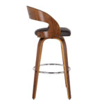 30" Modern Walnut Brown Faux Leather Swivel Bar Stool 13 30" Modern Walnut Brown Faux Leather Swivel Bar Stool