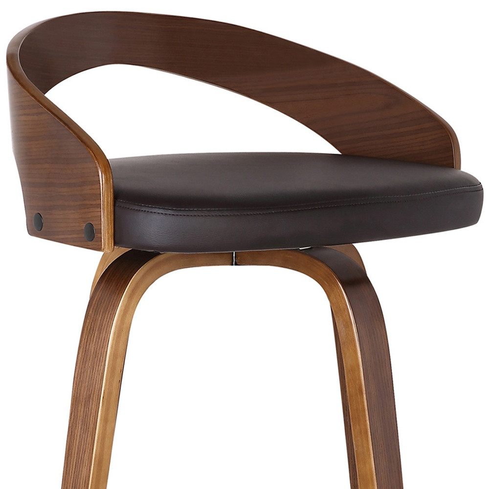26” Brown Faux Leather Swivel Low Back Counter Bar Stool 8 26” Brown Faux Leather Swivel Low Back Counter Bar Stool - Image 8