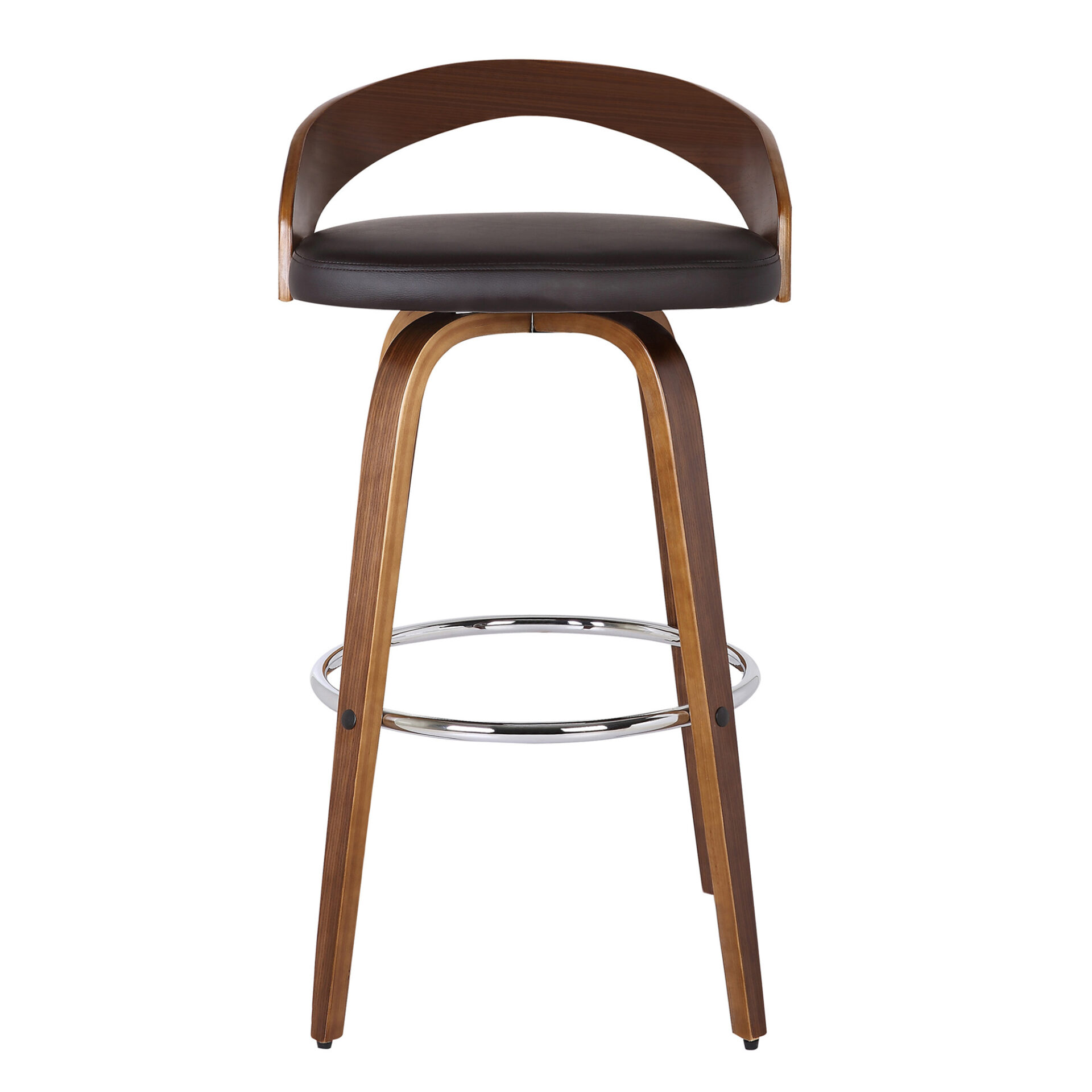 26” Brown Faux Leather Swivel Low Back Counter Bar Stool 4 26” Brown Faux Leather Swivel Low Back Counter Bar Stool - Image 4