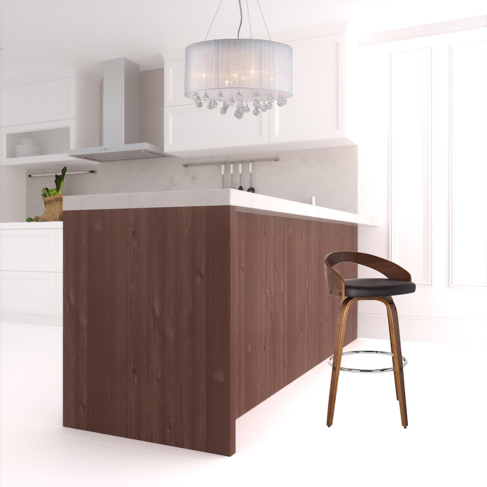 26” Brown Faux Leather Swivel Low Back Counter Bar Stool 2 26” Brown Faux Leather Swivel Low Back Counter Bar Stool - Image 2