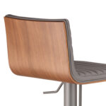 22" Adjustable Gray Faux Leather Swivel Bar Stool with Footrest