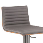 22" Adjustable Gray Faux Leather Swivel Bar Stool with Footrest