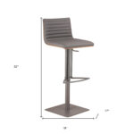 22" Adjustable Gray Faux Leather Swivel Bar Stool with Footrest