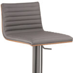 22" Adjustable Gray Faux Leather Swivel Bar Stool with Footrest