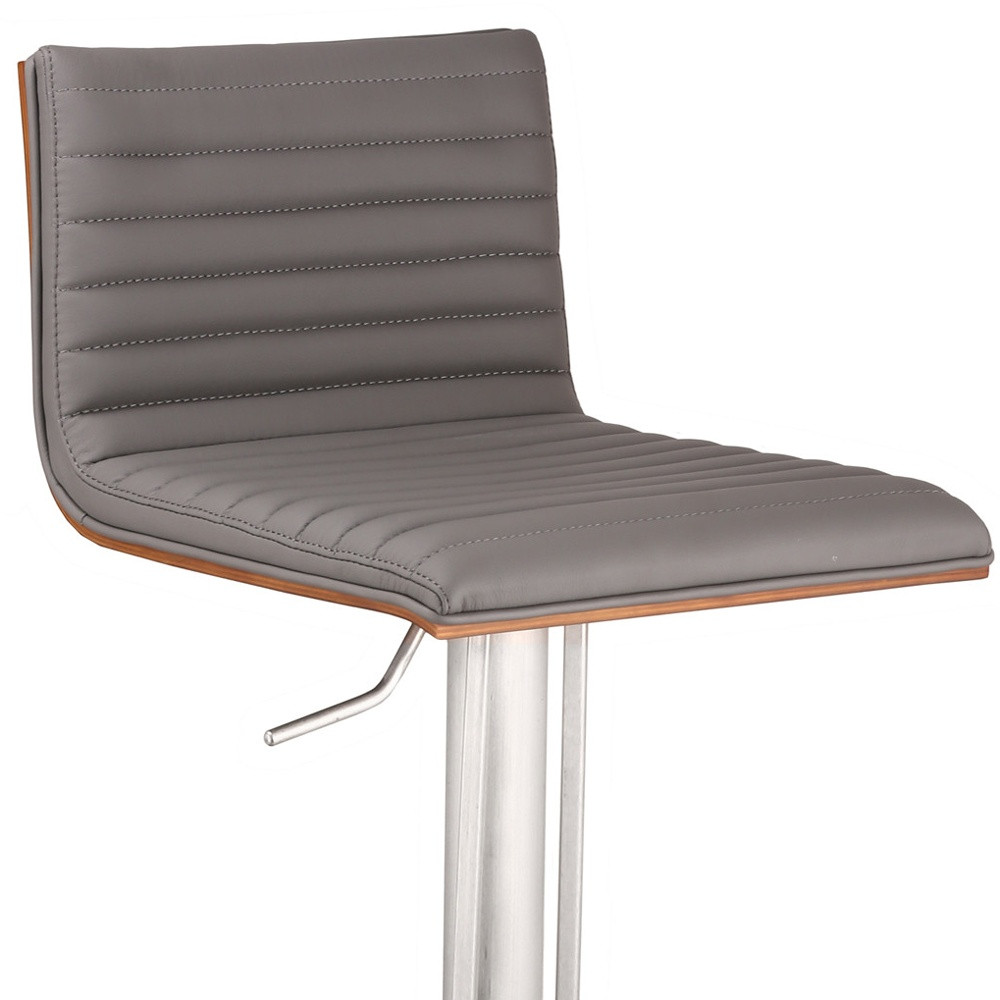22” Adjustable Gray Faux Leather Swivel Modern Bar Stool 6 22” Adjustable Gray Faux Leather Swivel Modern Bar Stool - Image 6