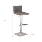 22” Adjustable Gray Faux Leather Swivel Modern Bar Stool 16 22” Adjustable Gray Faux Leather Swivel Modern Bar Stool