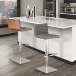 22” Adjustable Gray Faux Leather Swivel Modern Bar Stool 15 22” Adjustable Gray Faux Leather Swivel Modern Bar Stool