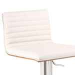 22” White Faux Leather Swivel Adjustable Height Modern Bar Stool