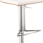 22” White Faux Leather Swivel Adjustable Height Modern Bar Stool