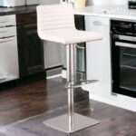 22” White Faux Leather Swivel Adjustable Height Modern Bar Stool