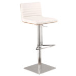22” White Faux Leather Swivel Adjustable Height Modern Bar Stool