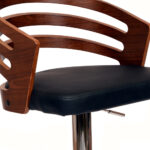 25 Inch Black Faux Leather Adjustable Swivel Modern Bar Stool