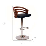 25 Inch Black Faux Leather Adjustable Swivel Modern Bar Stool