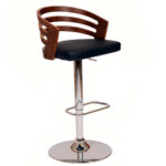 25 Inch Black Faux Leather Adjustable Swivel Modern Bar Stool