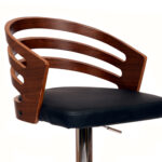25 Inch Black Faux Leather Adjustable Swivel Modern Bar Stool