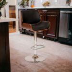 24” Adjustable Black and Chrome Swivel Mid-Century Bar Stool 10 24” Adjustable Black and Chrome Swivel Mid-Century Bar Stool