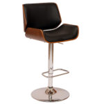 24” Adjustable Black and Chrome Swivel Mid-Century Bar Stool 9 24” Adjustable Black and Chrome Swivel Mid-Century Bar Stool