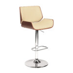 24” Cream Chrome Adjustable Swivel Mid-Century Bar Stool 10 24” Cream Chrome Adjustable Swivel Mid-Century Bar Stool