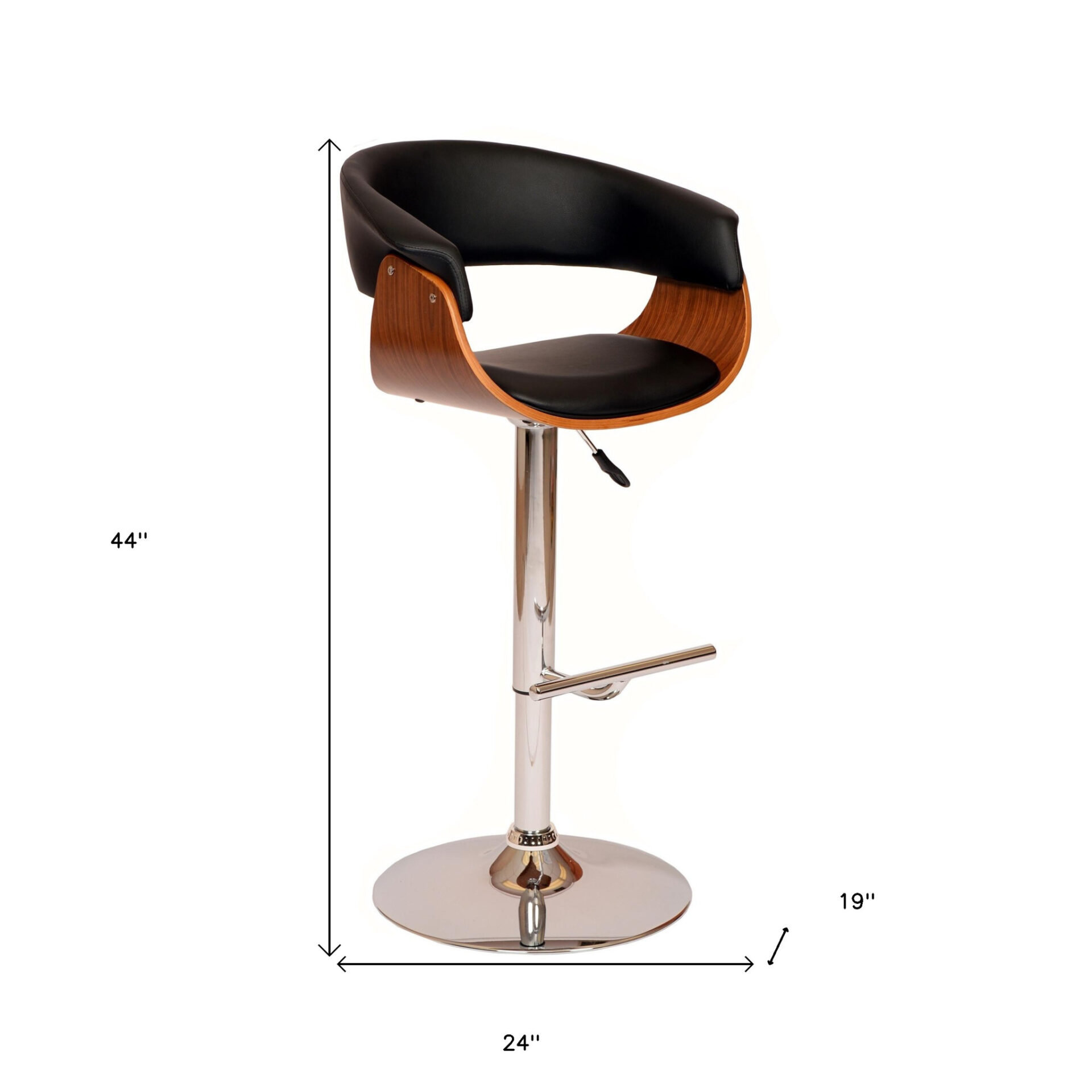 44 Inch Black Faux Leather Adjustable Swivel Bar Stool 8 44 Inch Black Faux Leather Adjustable Swivel Bar Stool - Image 8