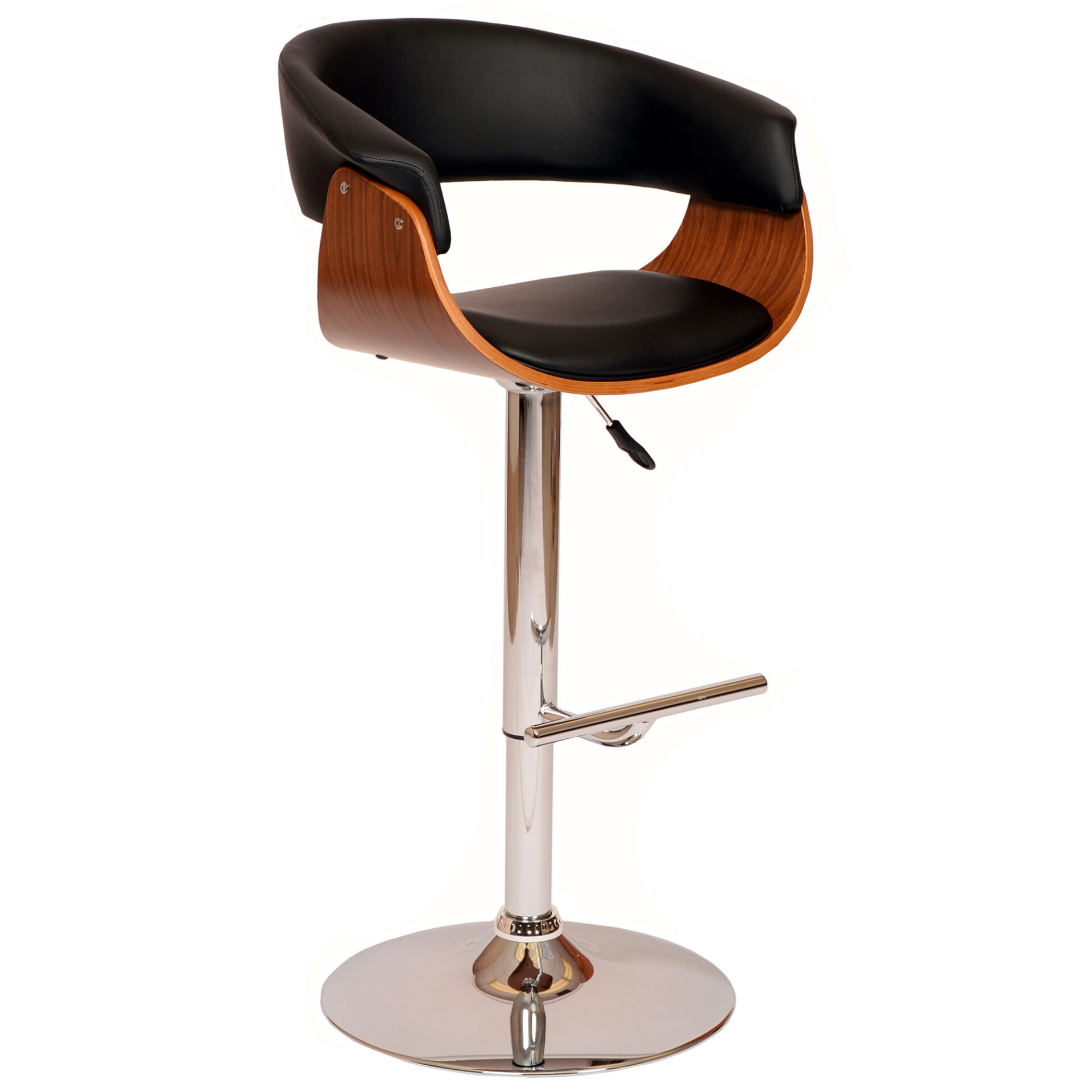 44 Inch Black Faux Leather Adjustable Swivel Bar Stool 1 44 Inch Black Faux Leather Adjustable Swivel Bar Stool