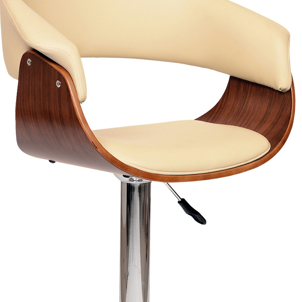 44 Inch Cream Faux Leather Adjustable Swivel Bar Stool With Footrest 6 44 Inch Cream Faux Leather Adjustable Swivel Bar Stool With Footrest - Image 6