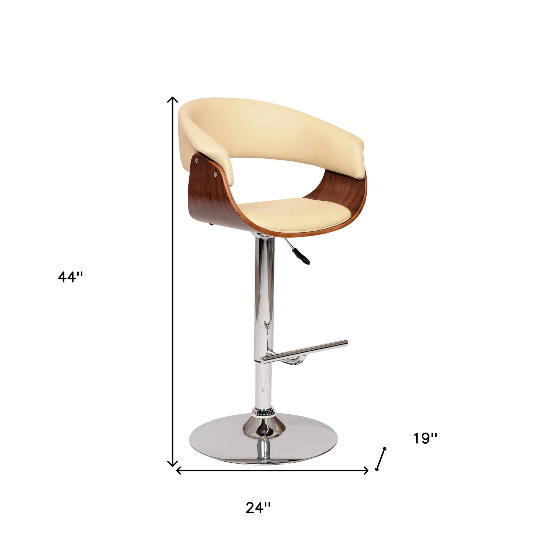 44 Inch Cream Faux Leather Adjustable Swivel Bar Stool With Footrest 8 44 Inch Cream Faux Leather Adjustable Swivel Bar Stool With Footrest - Image 8