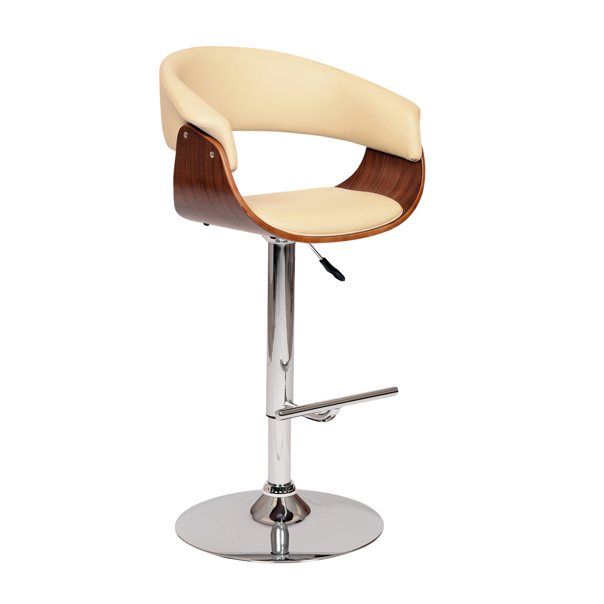 44 Inch Cream Faux Leather Adjustable Swivel Bar Stool With Footrest 1 44 Inch Cream Faux Leather Adjustable Swivel Bar Stool With Footrest