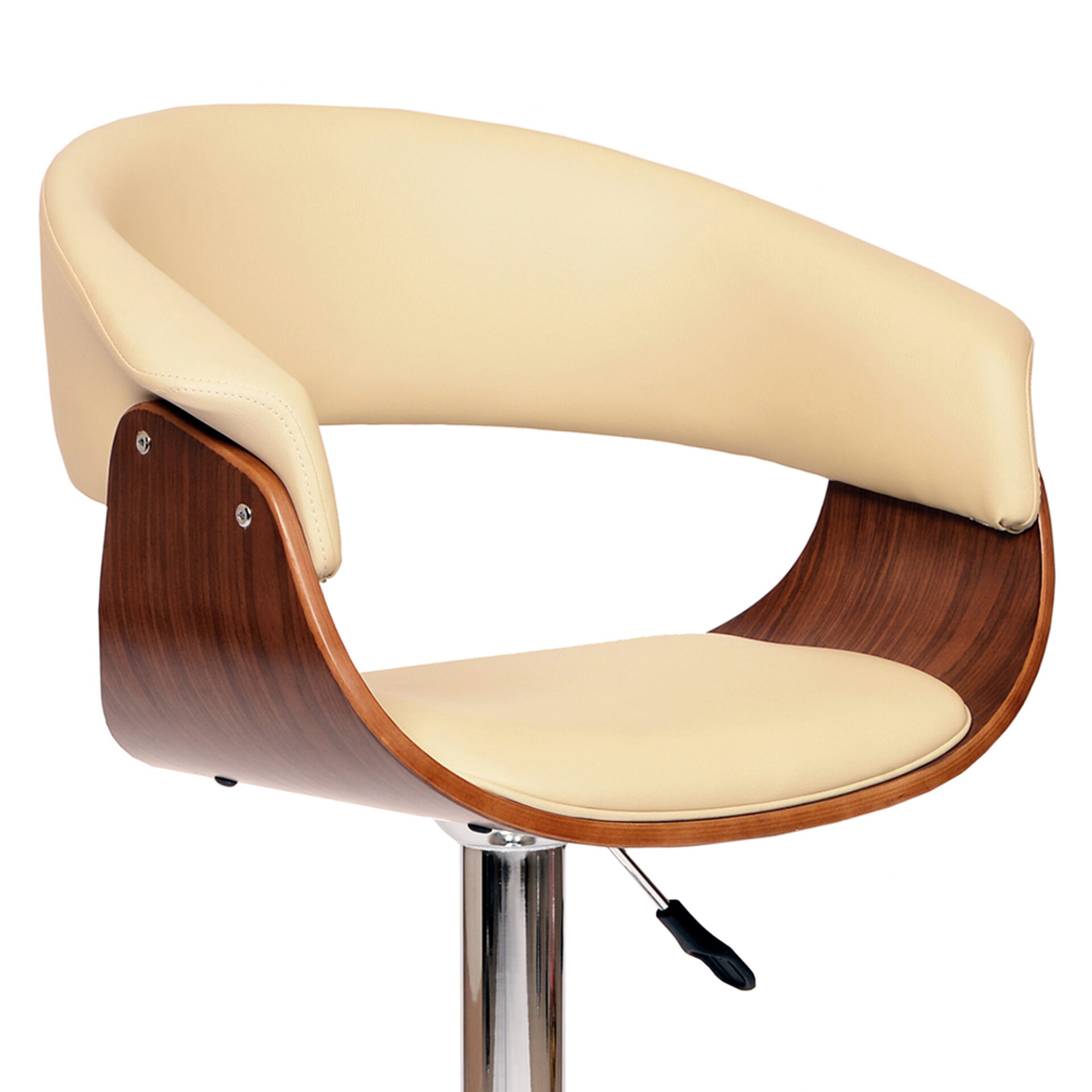 44 Inch Cream Faux Leather Adjustable Swivel Bar Stool With Footrest 3 44 Inch Cream Faux Leather Adjustable Swivel Bar Stool With Footrest - Image 3