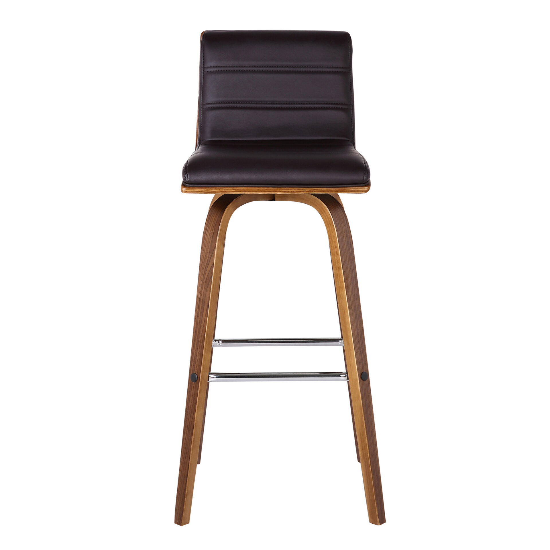 39” Brown Wood Swivel Low Back Bar Height Stool 4 39” Brown Wood Swivel Low Back Bar Height Stool - Image 4