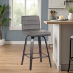 26 Inch Gray and Black Swivel Counter Height Bar Stool 10 26 Inch Gray and Black Swivel Counter Height Bar Stool