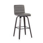 30 Inch Gray and Black Swivel Iron Bar Stool With Footrest