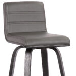 30 Inch Gray and Black Swivel Iron Bar Stool With Footrest