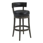 26-Inch Modern Black Faux Leather Swivel Counter Height Bar Stool